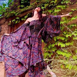 STEVIE NICKS DRESS Dreams Silk Fairy Dress Boho Hippie Gypsy Witchy Size xs to 5